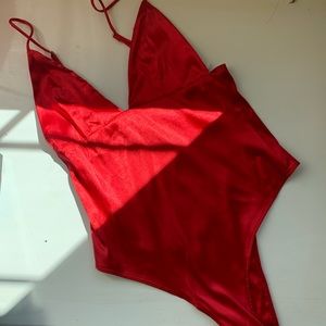 Red Satin bodysuit